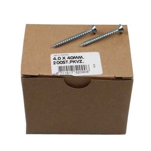 Deltafix Verzinkte Spaanplaatschroeven 4.0 x 40 mm Pozidrive - 200 stuks Deltafix Verzinkte Spaanplaatschroeven 4.0 x 40 mm Pozidrive - 200 stuks