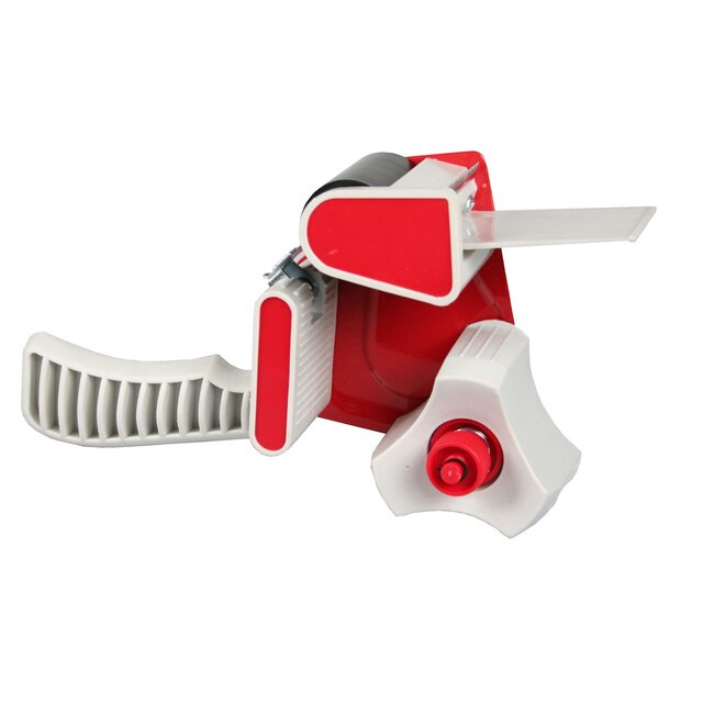 Benson Tape dispenser - ergonomisch - inclusief 2 rollen - 50 meter - grijs/rood