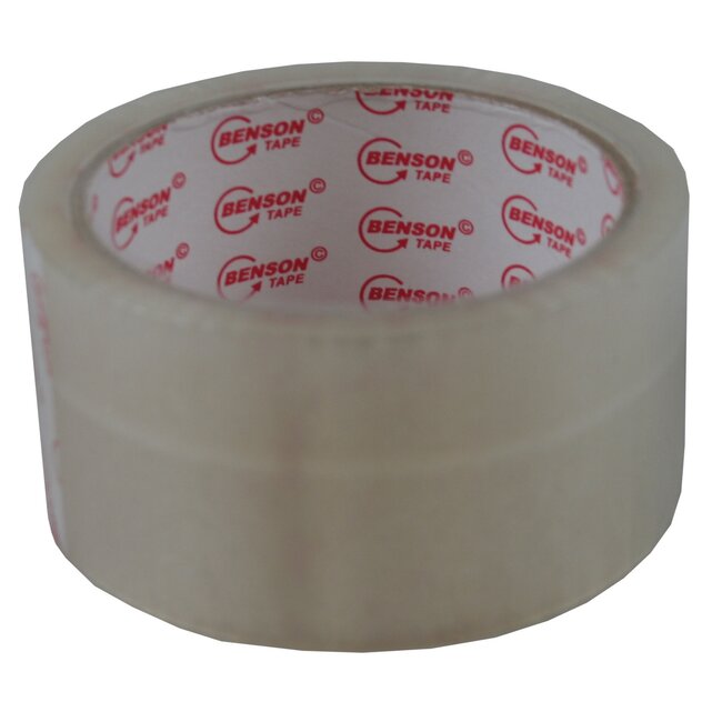 Benson Tape dispenser - ergonomisch - inclusief 2 rollen - 50 meter - grijs/rood