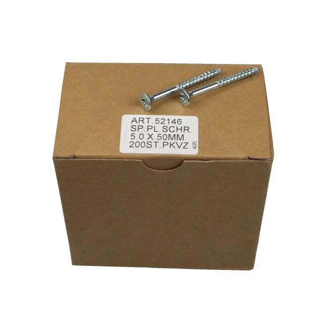 Deltafix Verzinkte spaanplaatschroeven - 5.0 x 50 mm - Pozidrive - 200 stuks - extra grip en efficiëntie