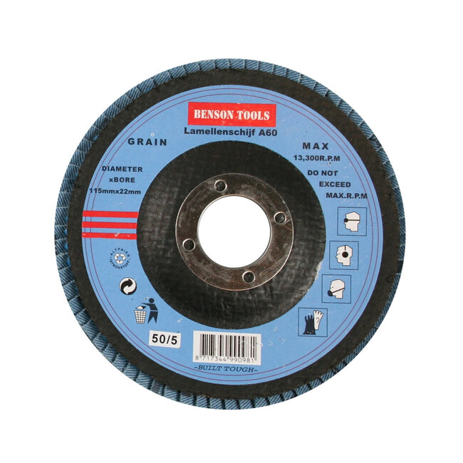 Hofftech Lamellen schuurschijf - K40 - 13.300 o/min - 115 mm - Voor staal en RVS