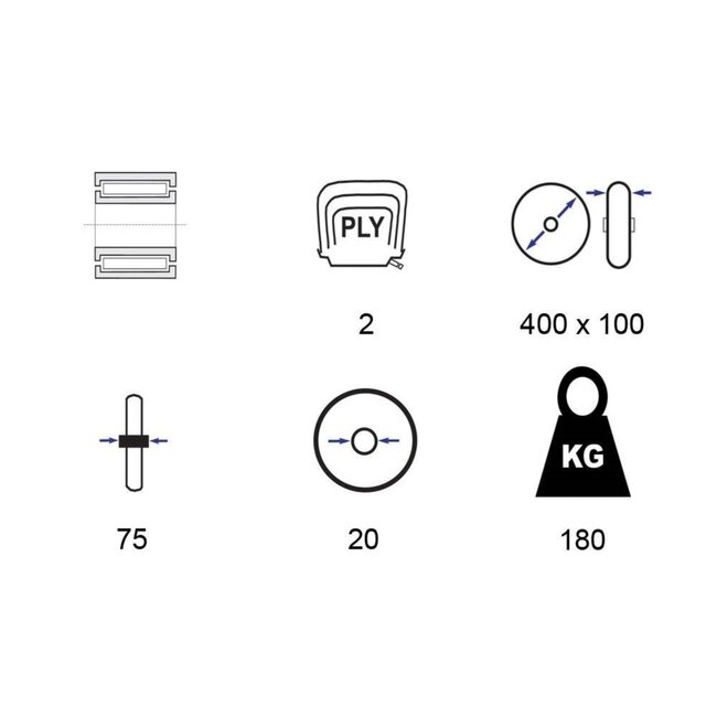 Benson Groot kruiwagenwiel - rode velg - naaldlager - 400 x 100 mm - 180 kg draagkracht