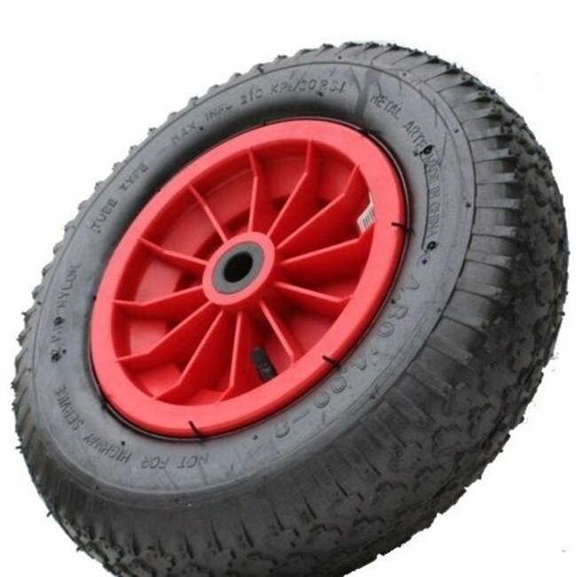 Benson Groot kruiwagenwiel - rode velg - naaldlager - 400 x 100 mm - 180 kg draagkracht
