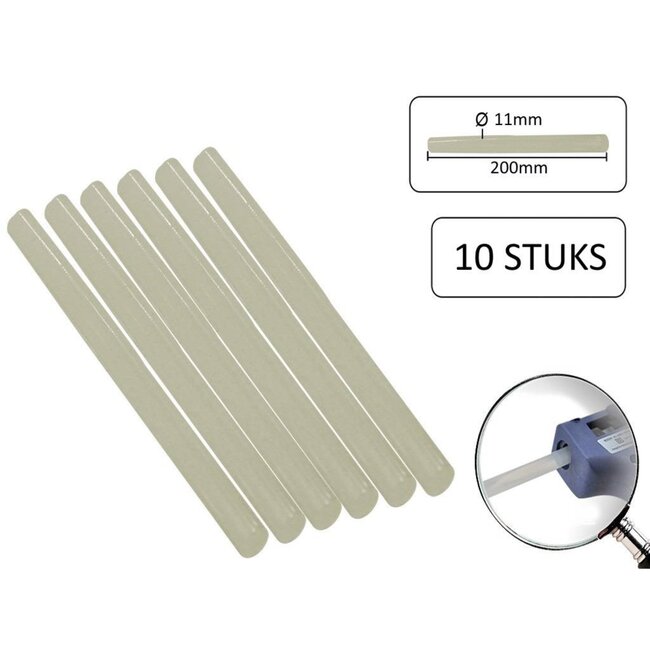 Benson Lijmpatronen voor lijmpistool - Ø 11 mm - 200 mm lang - 10 stuks - transparant