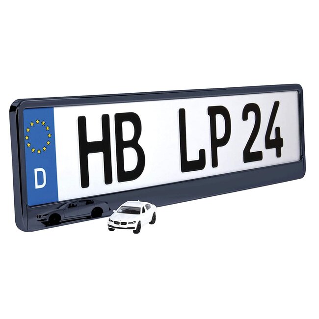 Utsch kentekenplaathouder - polypropyleen kunststof - kliksysteem en klaplat - 52 x 11 cm - hoogglans zwart - voor auto