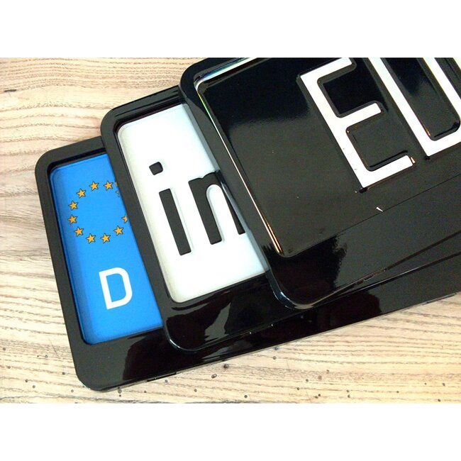 Utsch kentekenplaathouder - polypropyleen kunststof - kliksysteem en klaplat - 52 x 11 cm - hoogglans zwart - voor auto