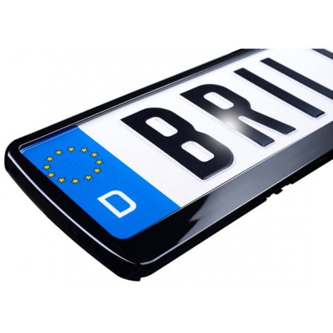 Utsch kentekenplaathouder - polypropyleen kunststof - kliksysteem en klaplat - 52 x 11 cm - hoogglans zwart - voor auto