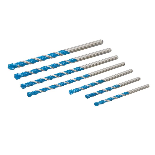 Silverline Multi-constructie boorbitset - Wolfraamcarbide punt - 7-delig - Diverse maten - Inclusief koffer