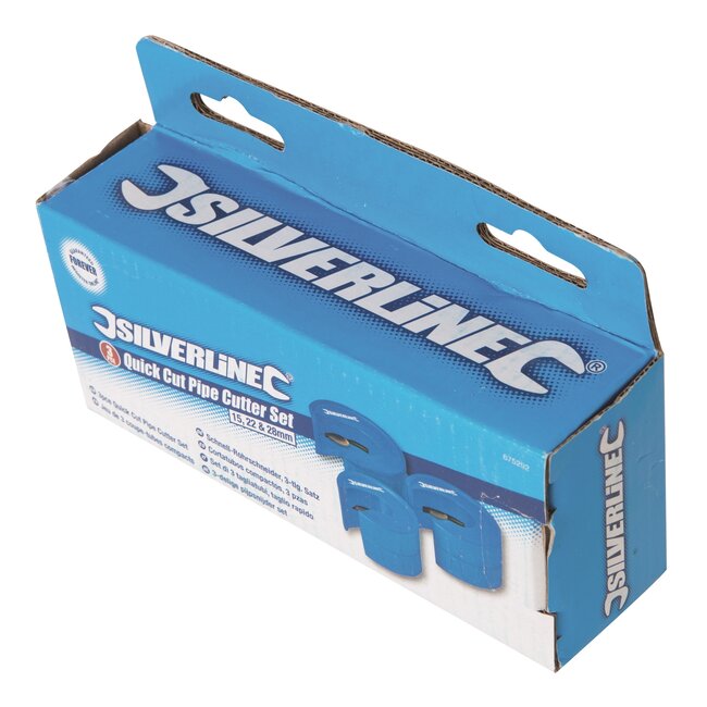 Silverline pijpsnijder set - zinkgegoten frame, snijwiel van gehard staal - 15/22/28 mm - 3-delig - voor koperen leidingen