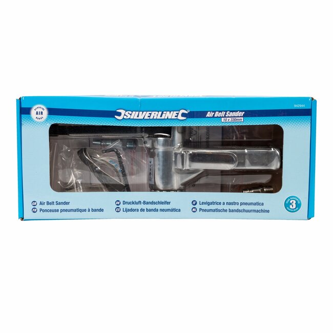 Silverline Pneumatische bandschuurmachine - staallegering - 10 x 330 mm - 360° arm - automatische bandspanning - precisieschuren