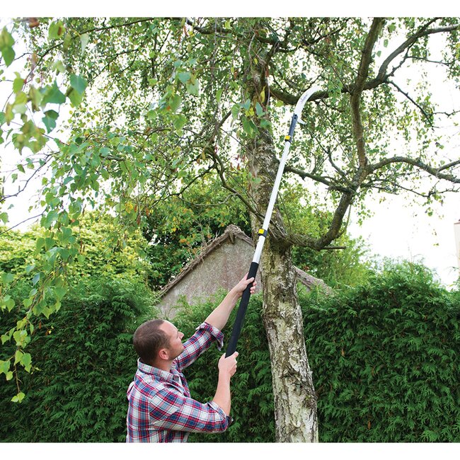 Silverline Telescopische takkenzaag - stalen driezijdig zaagblad 47 cm - telescoopsteel 150-250 cm - grijs - tuinonderhoud