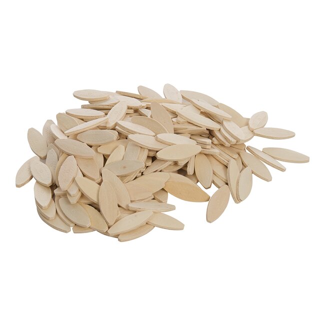 Silverline Lamellen - gelamineerd hardhout - nr. 0, 47 x 15,5 x 3,5 mm - houtkleur - 200 stuks - zet uit bij lijm - voor hout