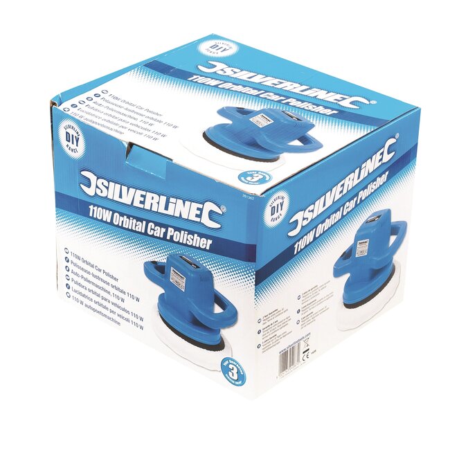 Silverline orbitale autopoetsmachine - met 2 polijstkussens van textiel en wol - schijfdiameter 240 mm - 110 watt - voor autolak