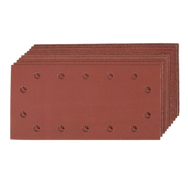 Silverline schuurvellen aluminiumoxide, geperforeerd, met klittenband, 115 x 230 mm, 10 stuks, korrelmix 60/80/120/240, voor hout