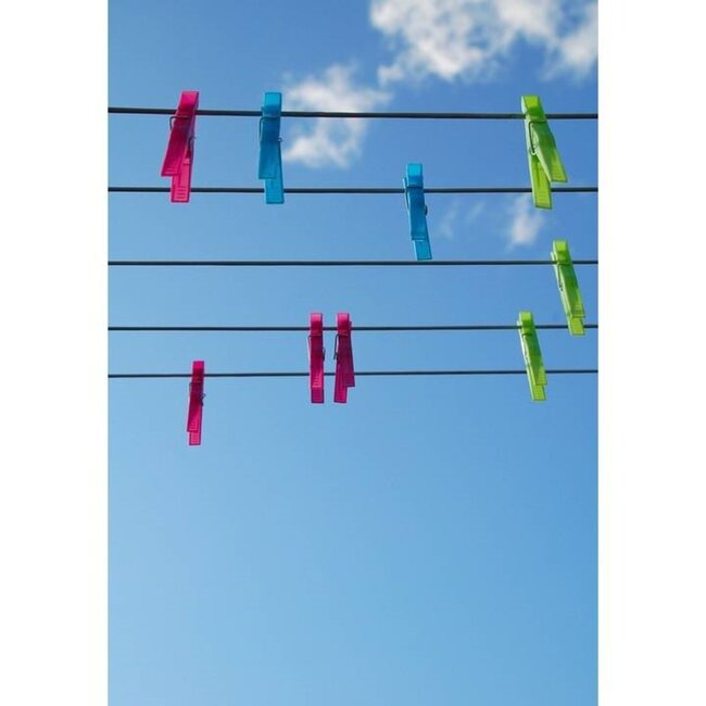 Benson Waslijn - Geplastificeerd - Staalkern - 20 meter - Kleurrijk