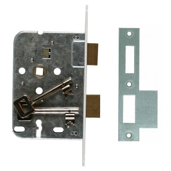 Benson Klavierslot met omlegbare dagschoot en 2 sleutels - Doornmaat 50 mm - Wit gelakte voorplaat