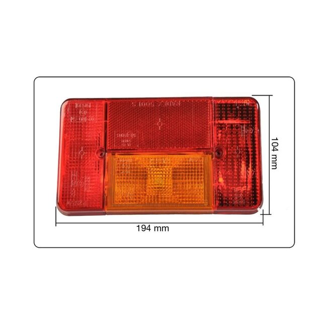 Benson Achterlicht aanhangwagen/caravan - 5 functies - 194 x 104 mm - links