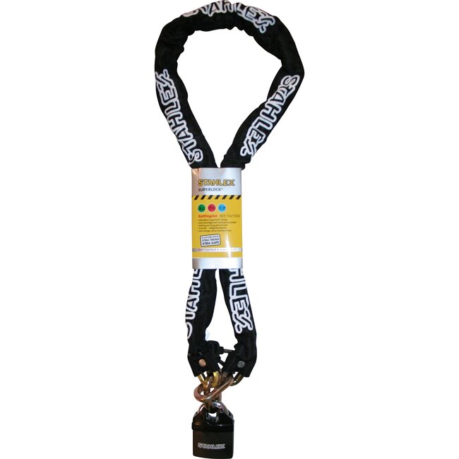 Stahlex Robuust kettingslot - gehard staal - 10 mm schakels - 150 cm - zwart