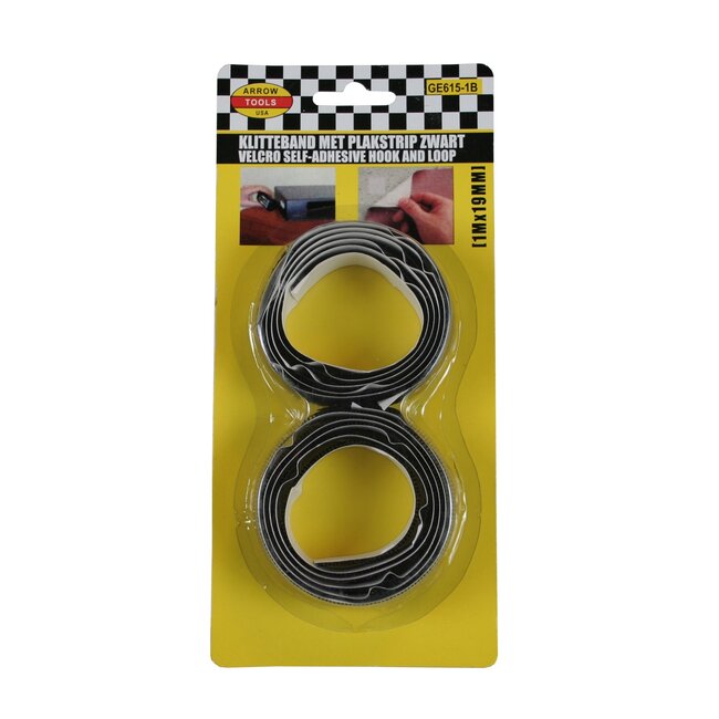 Benson Zelfklevend klittenband - zwart - 19 mm breed - 2 x 1 meter - veelzijdig en duurzaam