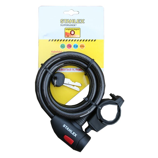 Stahlex Multifunctioneel kabelslot - 1.5 meter - spatwaterdicht en slagvast - met 2 sleutels