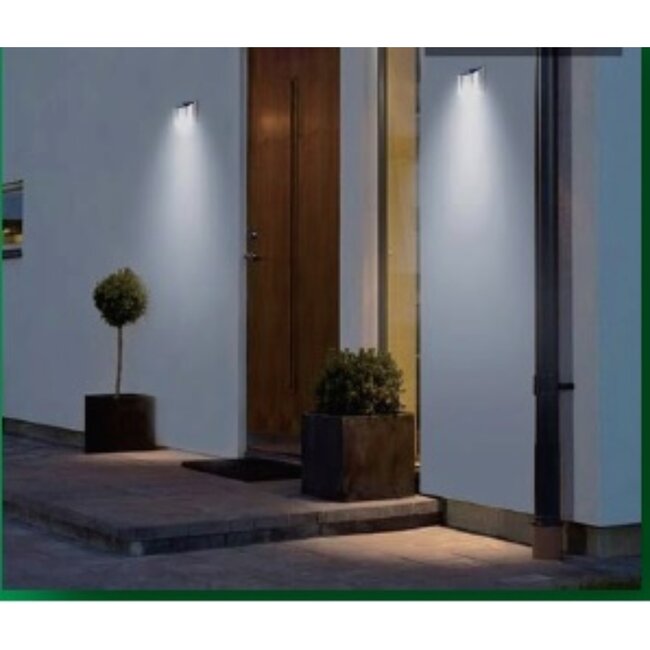 Hofftech Stijlvolle LED wandlamp - solar - RVS - IP44 - 10x5x8 cm