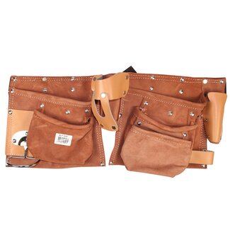 Benson Lederen gereedschapsgordel - 11 vakken - verstelbare riem - metaal en nylon versterkt