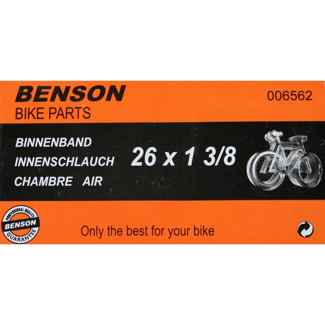 Benson Binnenband - 26 inch - Dunlop ventiel - 40 mm - Zwart - Rubber