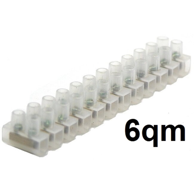 Benson Kroonsteenstrip 6 mm² - 10 rijen - 12 klemmen - transparant - wit