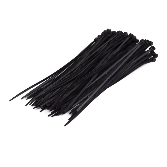 Hofftech Zwarte tie ribs - 3.6 x 300 mm - 100 stuks - UV-bestendig - Duurzaam nylon