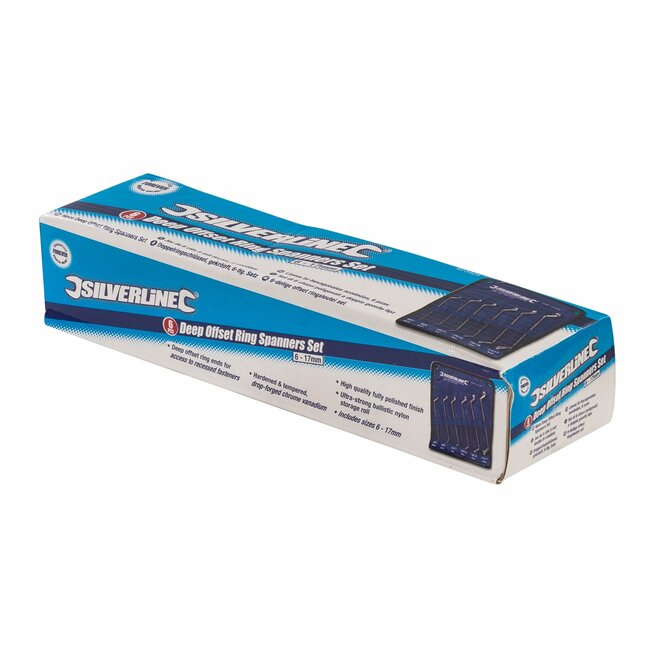 Silverline Offset ringsleutelset - 6 t/m 17 mm - 6-delig - diepe bi-hexagonale sleutels - met nylon opbergetui