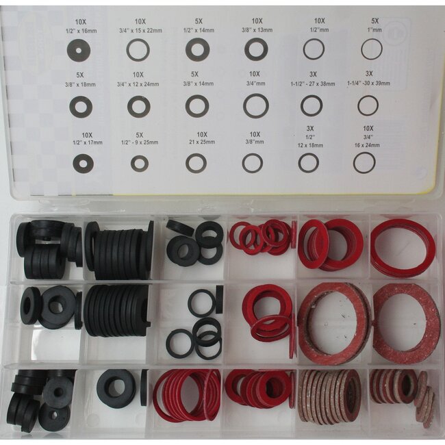Benson Complete set afdichtingsringen - 141 stuks - 18 maten - rubber, fiber, EVA - voor sanitair en lekbescherming