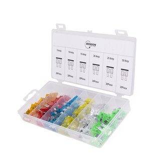 Benson Auto steekzekering set - 120 stuks - 5 tot 30 ampère - met sorteerdoos