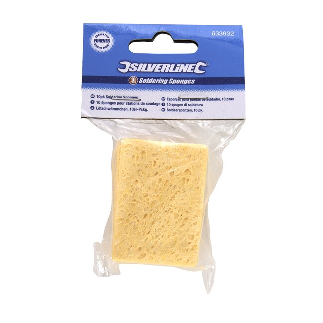 Silverline Soldeersponzen - hittebestendig sponsmateriaal - reiniging soldeerpunten - universeel formaat - neutrale kleur - 10 stuks