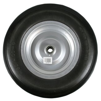 Benson Massief kruiwagenwiel - Lekbestendig - Zwart rubber - Zilveren velg - 39 cm diameter