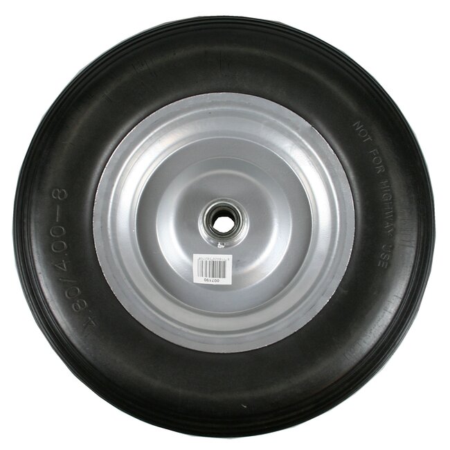 Benson Massief kruiwagenwiel - Lekbestendig - Zwart rubber - Zilveren velg - 39 cm diameter