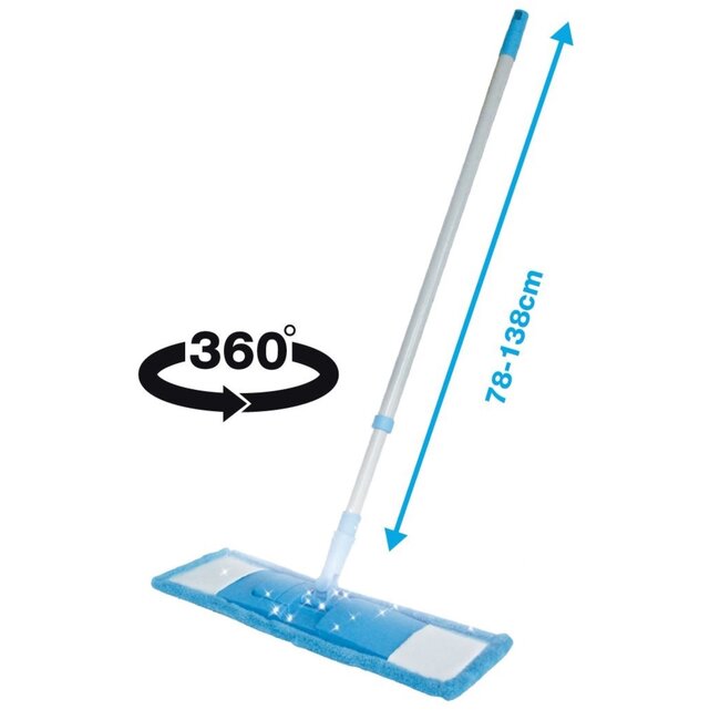 Benson Verstelbare vloerwisser - aluminium - microvezel doek - 78-138 cm