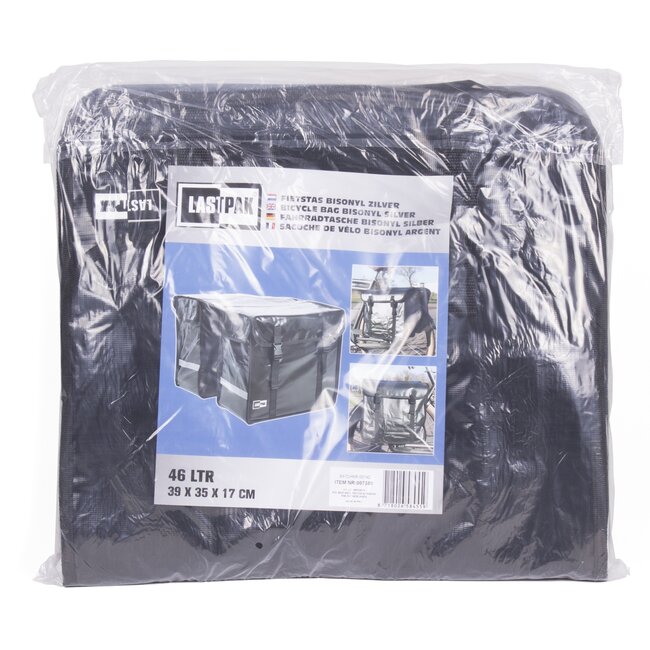 Lastpak Dubbele fietstas - 46 liter - waterdicht Bisonyl - zwart - reflecterende strips