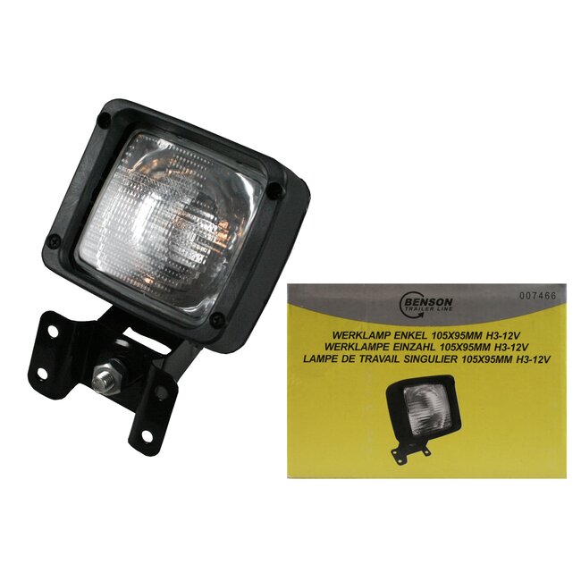 Benson Werklamp - Enkel - Slagvast kunststof - Gehard glas - 105 x 95 mm - 12V