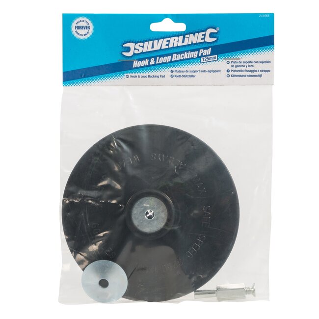 Silverline Klittenband steunschijf - kunststof half-flexibel - 12,5 cm - 6 mm doorn - zwart - voor boormachine, polijsten