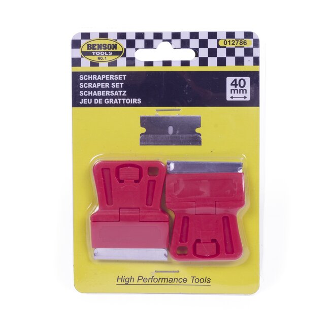Benson Verfschrapers - 40 mm - Rood - 2-delig - Verwisselbare mesjes