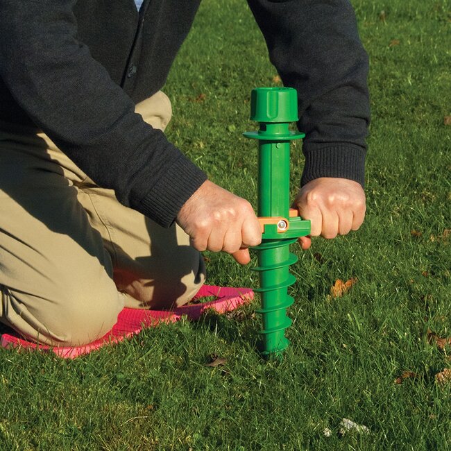 Silverline grondboor parasolvoet - polypropyleen - schroefverankering - 45 cm - groen - voor parasols, sportnetten en partytenten