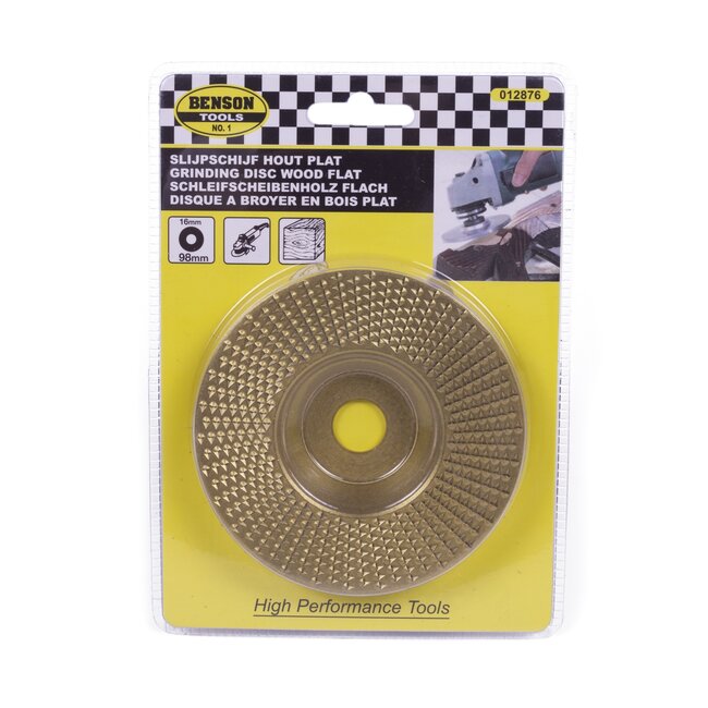 Benson Koolstofstalen slijpschijf - houtbewerking - plat - 98 x 16 mm - goud