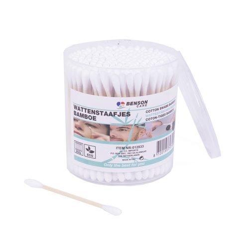 Benson Bamboe Wattenstaafjes - 7.5 cm - in Plastic Doos - 200 stuks Benson Bamboe Wattenstaafjes - 7.5 cm - in Plastic Doos - 200 stuks