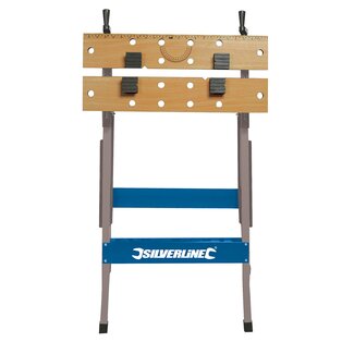 Silverline Werkbank inklapbaar en draagbaar - werkbladen 560 x 110 mm - poedergecoat staal - 100 kg - voor klussen