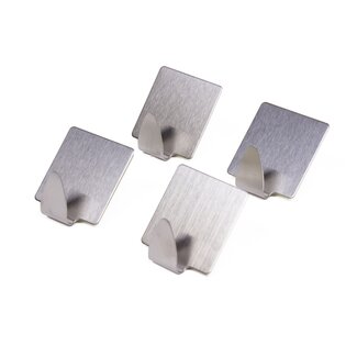 Benson Set van 40 zelfklevende vierkante RVS handdoekhaken - modern en duurzaam