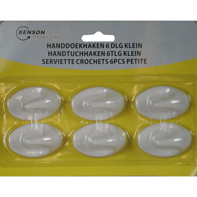 Benson Handdoekhaak Wit Klein - 60 stuks