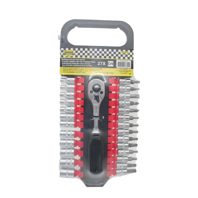 Benson 27-delige dopsleutelset - anti-slip handvat - veelzijdige maten