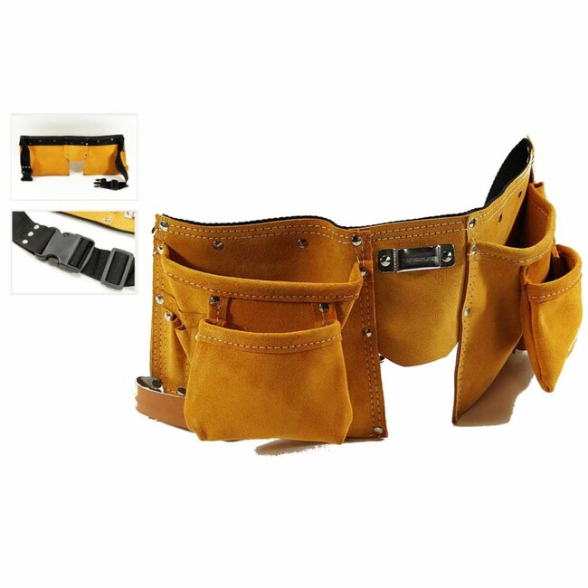 Benson Gereedschapsgordel - Leder - 10 Vakken - Verstelbare Riem - Duurzaam en Praktisch