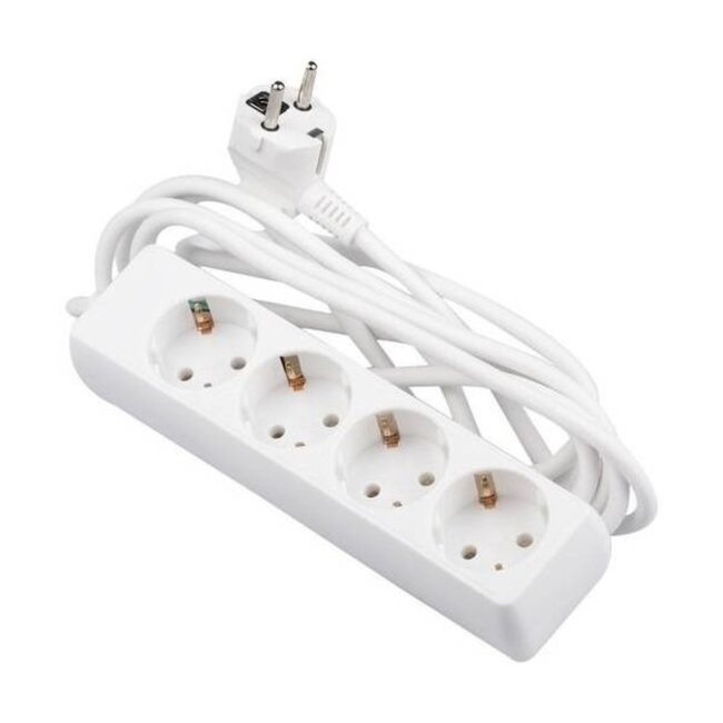 Benson Verlengsnoer met randaarde - 4-voudig - 1,5 meter - wit