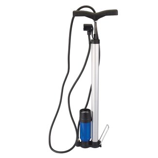 Silverline Fietsvloerpomp - aluminium - met manometer - 60 cm - zilver/zwart - voor Presta, Schrader en Dunlop - banden en bootjes